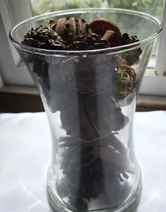 Pinecone Cinnamon Fall Decor in Glass Vase - Picture 1 of 4