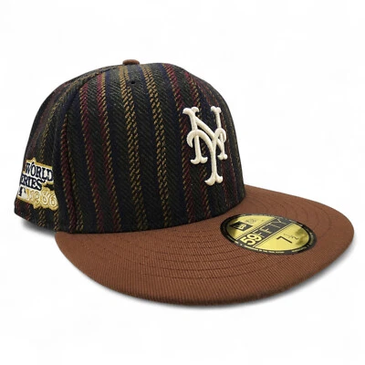 New York Mets Herringbone 2 Tone Hat New Era 59FIFTY Fitted Cap Size 7 1/2 NEW - Image 1 of 4