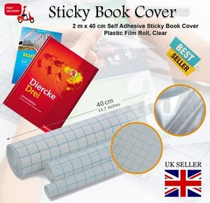 Película autoadhesiva para cubierta de libro de 2m x 40 cm parte posterior adhesiva de plástico transparente de alta calidad. - Imagen 1 de 8
