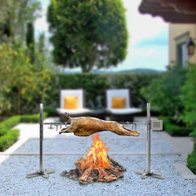 Gril de Barbecue Automatique avec Moteur Inox Rôtissoire Tourne Broche 25W - Photo 1/4