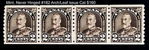 *MINT NH VF* COIL STRIP (4) SC#182 King George V Arch/Leaf Issue (1931) Canada - Picture 1 of 2