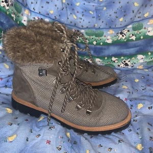 Report Faux Gray Beaded Lace Up Boots Size 9 - Picture 1 of 12