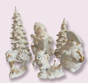 Grandeur Noel 6 Piece Snowman Family Choir Porcelain Christmas Mixed Set *READ** - Picture 1 of 11