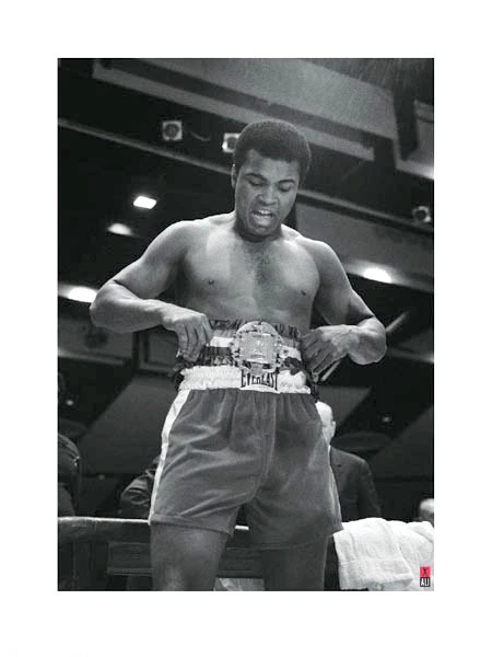 Muhammad Ali CHAMPIONSHIP BELT Classic B&W Photography Boxing POSTER Print - Image 1 of 1