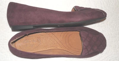 Planos planos de gamuza acolchados borgoña CLARKS INDIGO - 9,5 M - NUEVOS SIN CAJA Foto 1 de 4