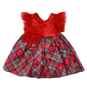 Barbie Toddler Girls' Velvet Satin Plaid Fancy Layered Tutu Dress - Picture 1 of 3