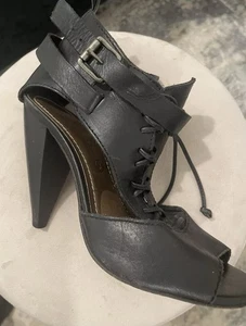 All saints Leather Black Healed Sandals Size 36 - Picture 1 of 4