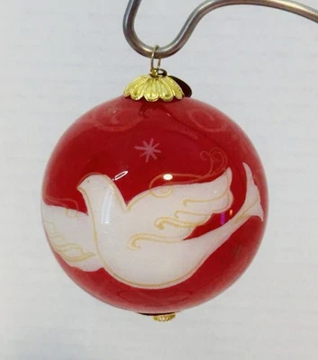 Pier 1 Li Bien Adorno de Navidad PAZ Bola Roja Paloma Blanca 2015 Foto 1 de 3