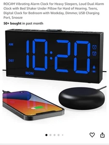 NUEVO Reloj despertador súper fuerte con agitador de cama, alarma vibratoria para durmientes pesados - Imagen 1 de 4