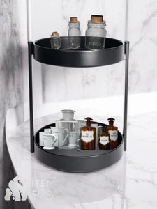 2 Tier 360° Lazy Susan Turntable, 25.5cm Rotating Spice Rack, Rotating Cupboard - Picture 1 of 5