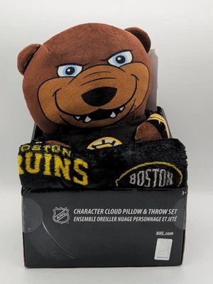 Juego de almohada y manta NHL Boston Bruins Personaje Mascota Nube - Nuevo Foto 1 de 4