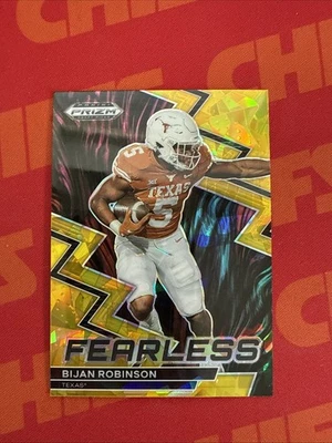 2023 Prizm Draft Picks Fearless Gold Ice #21 Bijan Robinson RC Atlanta Falcons - Image 1 of 2
