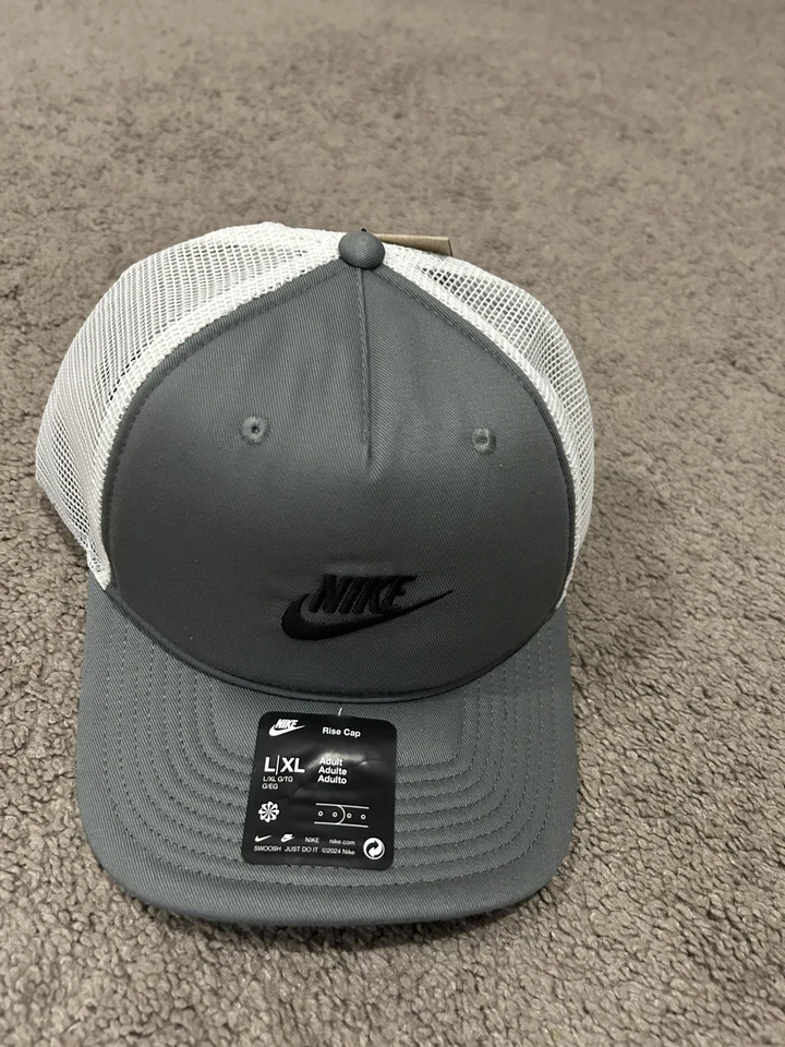 NIKE Rise Structured Trucker Cap Hat Smoke Grey Size L/XL Unisex FB5378-084 NWT - Image 1 of 3