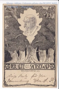 KÜNSTLERKARTE POLITIK , " DER ALTE a d SACHSENWALD " , OTTO v BISMARCK , ca1898 - Picture 1 of 2
