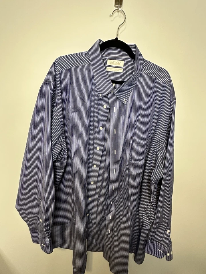 Мужская сорочка Gold Label большой и высокий размер 20 (36-37) темно-синий и белый - Изображение 1 из 4