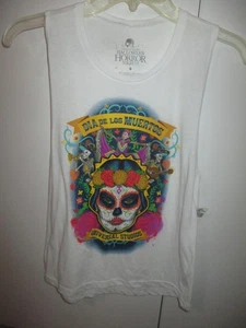 NWT UNIVERSAL STUDIOS HALLOWEEN HORROR NIGHTS WHITE SLEEVELESS T-SHIRT SIZE S - Picture 1 of 4