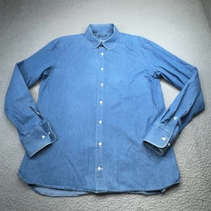 Suitsupply Hemd Herren 42 Large Blau Denim Albiate Italy Peter Pan Western - Bild 1 von 13