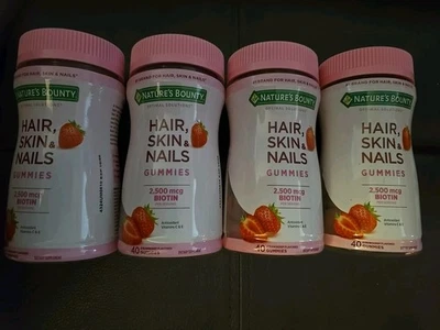 4 gomitas Nature's Bounty para cabello, piel y uñas + biotina 40ct (E5) Foto 1 de 3