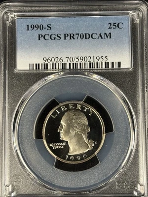 1990 S 25C Washington Quarter  PCGS PR70DCAM Display-Worthy Classic Specimen - Image 1 of 4