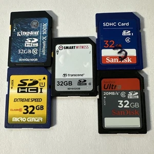 Bundle5 32GB SDHC Cards Microcenter/Smartwitness/Scandisk/Kingston - Picture 1 of 2