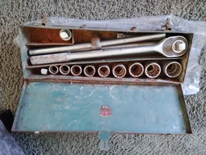 Vintage Duro-Chrome 15 Pc 3/4” Dr Socket Set With Proto 5649 Ratchet  - Picture 1 of 11