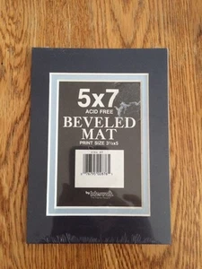 Intercraft 5x7 Acid Free Double Beveled Mat Print Size 3 1/2x5 Blue - Picture 1 of 3