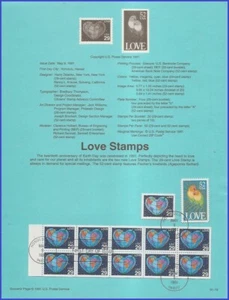 USA8 #2535 U/A SOUVENIR PAGE FDC   Love World Heart - Picture 1 of 1