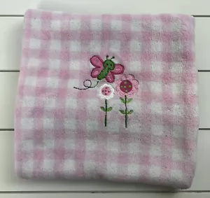 JUST ONE YEAR Carter's Baby Blanket Lovey Pink White Gingham Butterfly Flowers - Picture 1 of 5