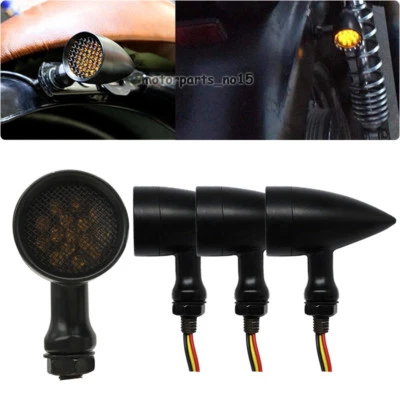 4PCS 12V Motorcycle LED Yellow Driving Light Brake Running Turn Signals 10mm NEW - Image 1 of 4