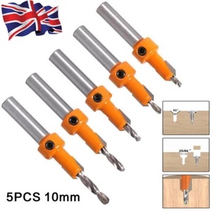5PCS Holes Pilot Shank Bit HSS Woodworking Countersink Set Screw Hex Drill 10mm - Picture 1 of 11