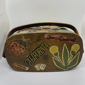RARA borsa cestino California vintage Caro Nan dipinta a mano realizzata per Robinson’s of CA - Foto 1 di 9