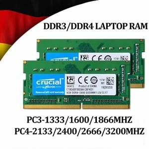 Crucial DDR3/DDR4 Laptop 4GB 8GB 16G 1333 1600 2400 3200 SODIMM Speicher RAM Lot - Photo 1/11