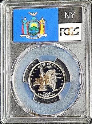 2001 S Silver New York State Quarter PCGS PR69DCAM - Image 1 of 2