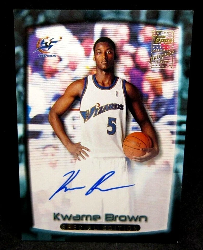 Kwame Brown RC 2000-01 Topps Holograma Novato Autógrafo ¡Auto! Wizards C RC Foto 1 de 2
