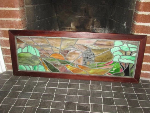 Antique Stained Glass Transom Window Beautiful Landscape Design Cover