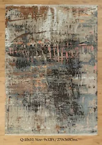 Modern 9x12Ft Handmade Multicolor Office Large Bedroom Hand Knotted Cozy Rug - Picture 1 of 12