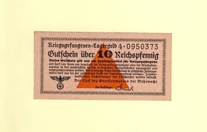 GERMANY 10 REICHSPFENNIG 1939 - 1944 PRISONERS OF WAR CAMP MONEY Ro-516 XF++ - Picture 1 of 2
