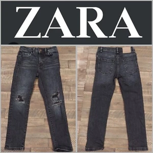 Zara Denim skinny fit stretch distress dark wash jeans size 7 - Picture 1 of 8