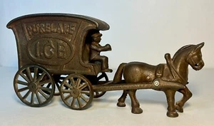 Pure Lake I.C.E. Gusseisen Pferde-Eiswagen mit Fahrer - 10" lang Dekor - Bild 1 von 7