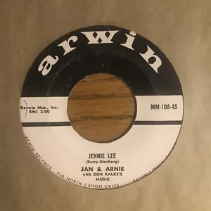 JAN & DEAN - JENNIE LEE / GOTTA GET A DATE, ARWIN , 45 RPM, 7" SINGLE, 1958 - Picture 1 of 6
