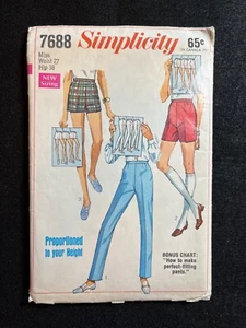 Pantalones Cortos Simplicity Pattern 7688 Jamaica Pantalones Cortos Cintura Talla 27 FF SIN CORTAR - Imagen 1 de 2