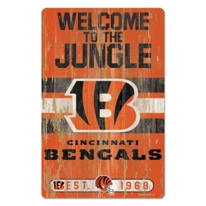 CINCINNATI BENGALS WELCOME TO THE JUNGLE EST. 1968 WOOD SIGN 11"X17'' WINCRAFT - Picture 1 of 1