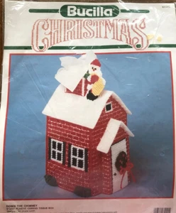Bucilla Plastic Canvas Down the Chimney Tissue Box - 1990 Kit # 61140 - Picture 1 of 6