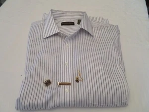 Donald Trump Signature Collection Dress Shirt French Cuffs + Gold & Onyx Links - Picture 1 of 7