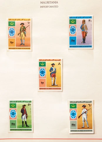 American bicentennial stamps,Mauritania set of 5, imperf, MNH, 341-342,C160-162 Cover