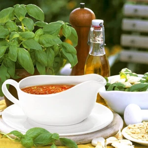 Colourtree Gravy Boat with Saucer, Large White Ceramic - Picture 1 of 7