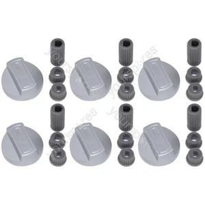 6 X Belling Universal Cooker/Oven/Grill Control Knob And Adaptors Silver - Imagen 1 de 6