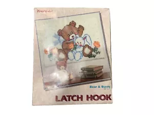 BEAR & BUNNY-Latch Hook Kit Sealed 24” x 34” Wonder Art by Caron - Picture 1 of 3