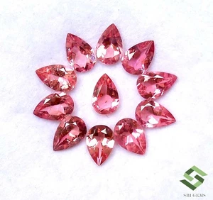 3.81 CTS Natural Pink Tourmaline Pear Cut 6x4 mm Lot 11 Pcs Loose Gemstones - Picture 1 of 6