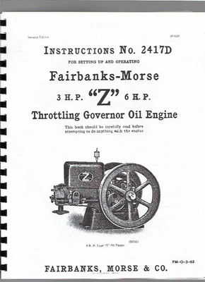Fairbanks Morse Type Z Engine Owners Operators Manual Parts Catalog - Imagem 1 de 4